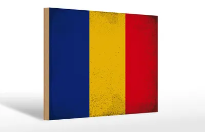Produktbild von Holzschild Flagge Rumänien 30x20cm Flag of Romania Vintage