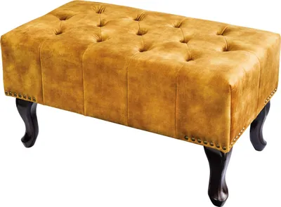 Produktbild von Fußhocker CHESTERFIELD Antik-Look Samt senfgelb