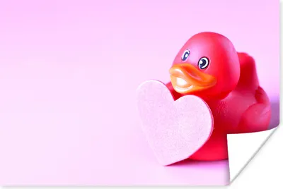 Produktbild von MuchoWow® Poster Gummi-Ente - Herz - Rosa 120x80 cm - Bilder