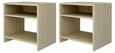 Produktbild von 2 Nachttische Nachtkommoden Schlafzimmer Kommode Beistelltisch Sonoma-Eiche 40x30x40cm Holzwerkstoff