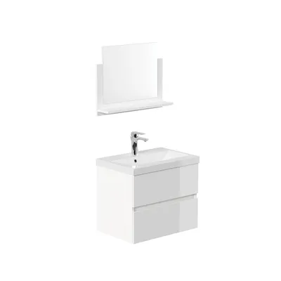 Produktbild von HOME DELUXE - Badmöbel - Set - WANGEROOGE Deluxe – Größe: M, Farbe: Weiß, Breite Waschbecken: ca. 60 cm I Badezimmermöbel Waschtisch Waschbecken