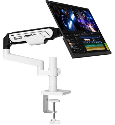 Immagine prodotto di Supporto per monitor, braccio singolo con sistema a gas, per schermi da 17 a 32 pollici, fino a 9 kg, supporto da scrivania VESA, colore bianco