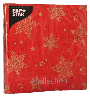 Obrázek produktu pro Papstar Christmas Shine ubrousky červené 3-vrstvé 33x33cm 20 kusů