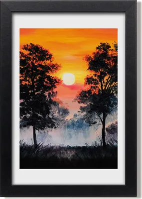 Produktbild von Bild 20x30 MDF-Rahmen, Wandkunst Sonnenuntergang Wald