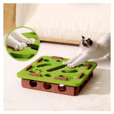 Produktbild von Interaktives Puzzle-Spielzeug für Katzen, Filz-Labyrinth mit Glockenball für drinnen