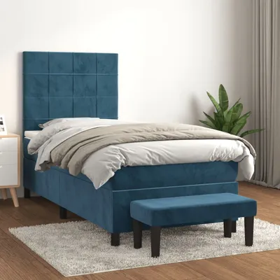 Produktbild von Maison Exclusive - Boxspringbett mit Matratze Dunkelblau 90x200 cm Samt