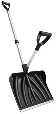Productafbeelding van Sneeuwschep van 45 cm breed, plastic sneeuwschep met ergonomische extra handgreep, sneeuwruimer met aluminium handgreep en metalen rand