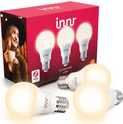 Produktbild von Innr Zigbee E27 Lampe, Warmweiss, Funktioniert mit Philips Hue*, Alexa, Hey Google (Bridge erforderlich) Smart LED E27, LED Dimmbar, 3-Pack, RB 266-3