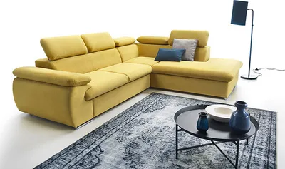 Produktbild von Ecksofa Eckcouch Polsterecke Bettkasten Schlaffunktion zitronengelb Recamiere rechts