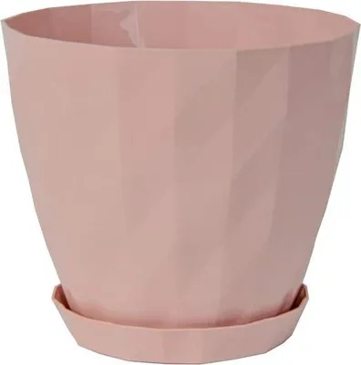 Produktbild von Sierpot rund, altrosa, Kristal-Design, Orchidee, mit Untersetzer, Ø 14 cm, BPA-frei, langlebig, UV-beständig