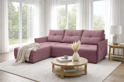 Produktbild von AX LIVING Ecksofa Damascus Rosa mit Schlaffunktion Bettkasten Schlafsofa 212 cm links