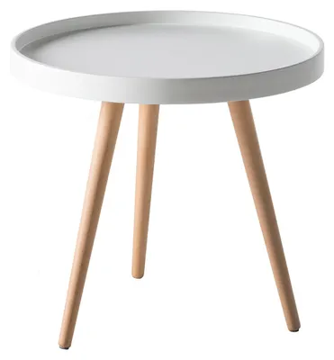 Produktbild von home24 Beistelltisch - Buche Teilmassiv - Matt Weiß / Buche