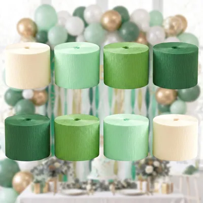 Krepppapier 8 Rollen Grüntöne 4,5 cm x 25 m für Partydeko & Basteln
