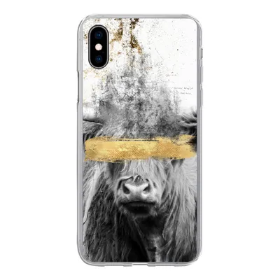 Produktbild von MuchoWow® Handyhülle Schutzhülle Hülle für iPhone Xs Schottischer Highlander - Gold - Abstrakt Silikon Softcase Handy Hülle - Handytasche