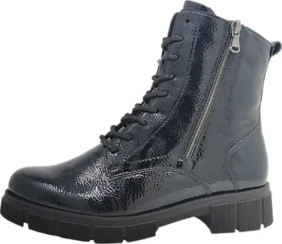 Image de Remonte - Bottes plates pour femmes, modèle à lacets, couleur noire, style décontracté