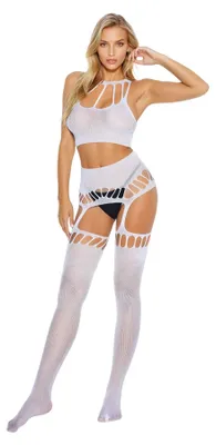 Produktbild von Erotisches Bodystocking, weiß, aus Netzstoff. y Unterwäsche