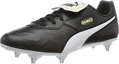 Immagine prodotto di Puma - Scarpe da calcio da uomo "King Top", pelle RD2203 (40 EU) (Nero/Bianco)