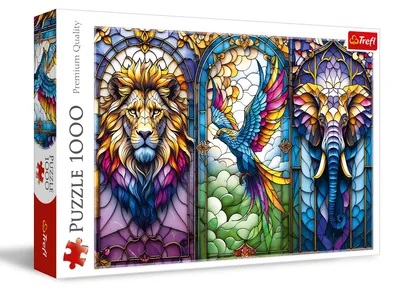 Productafbeelding van Kleurrijke dierenpuzzel: Kunstwerk op glas (1000 stukjes)
