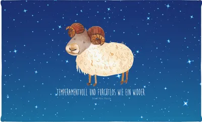 Produktbild von Mr. & Mrs. Panda Handtuch Sternzeichen Widder - Sternenhimmel Blau - Geschenk, gesichtshandtuch, 50x100, Geburtstag März, Bock, April, Schafbock, frottierhandtuch