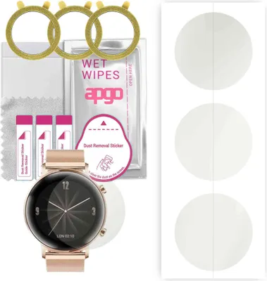 Produktbild von apgo 3 Stück Schutzfolie, Matt, kompatibel mit Huawei Watch GT 2 42mm Smartwatch, Hydrogel Displayschutzfolie mit Positionierhilfe, Displayfolie, robust und kratzfest
