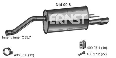 Produktbild von ERNST 034098 Endschalldämpfer für OPEL Meriva B (S10) Auspuff