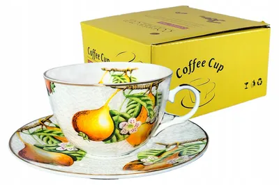 Zdjęcie produktu dla FILIŻANKA 230ml Kwiaty złoty brzeg Cienka Porcelana styl vintage Yamasen
