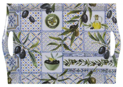 Produktbild von Tablett aus Melamin, dekoriert mit Oliven, 44 x 31 x 5 cm