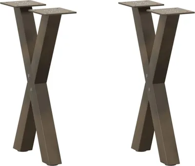 Produktbild von Couchtischbeine X-Form 2 Stk. Naturstahl 38x(42-43) cm Stahl