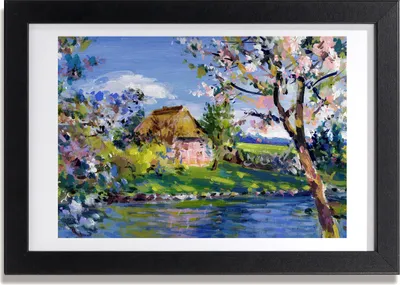 Produktbild von Bild 30x20 MDF-Rahmen, Wandkunst Frühlingslandschaft