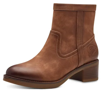 Image de Bottines à talons pour femmes s.Oliver, élégantes, en matière vegan, couleur marron (cognac), taille 36 EU
