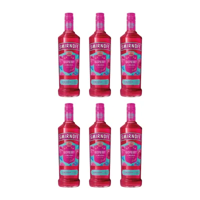 Produktbild von Smirnoff Raspberry Crush Wodka 6er Alkohol Set 700ml – Wodka mit Himbeergeschmack & 25% Vol. Fruchtig-weich, ideal für Cocktails, Longdrinks, Alcohol