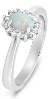 Produktbild von Eleganter Silberring mit Opal und Zirkonen RI106W - Schaltung: 50 mm