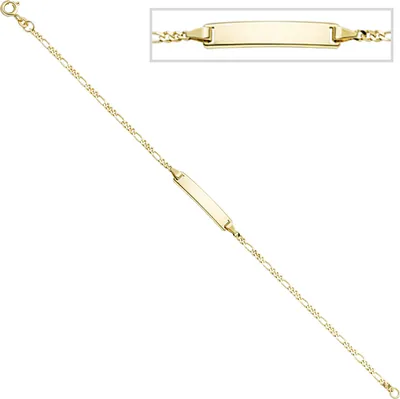 Produktbild von JOBO Schildband 333 Gold Gelbgold 18,5 cm Gravur ID Armband Federring