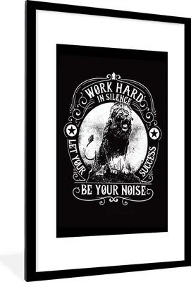 Produktbild von MuchoWow® MuchoWow® Gerahmtes Poster Löwe - Retro - Erfolg - Zitat 60x90 cm - Poster mit zchwarzem Bilderrahmen - Dekoration - Wandposter Wohnzimmer - Hochwertig