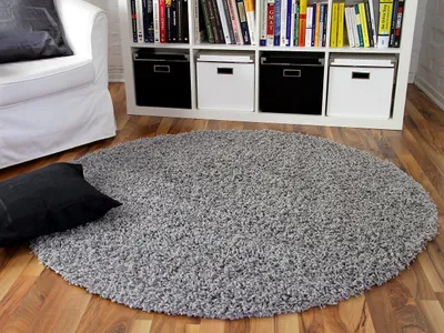 Produktbild von Hochflor Langflor Shaggy Teppich Aloha Grau Rund, Größe:120 cm Rund