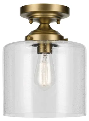 Produktbild von Elstead Winslow Deckenleuchte E27 Naturmessing Glas mit Luftbläschen