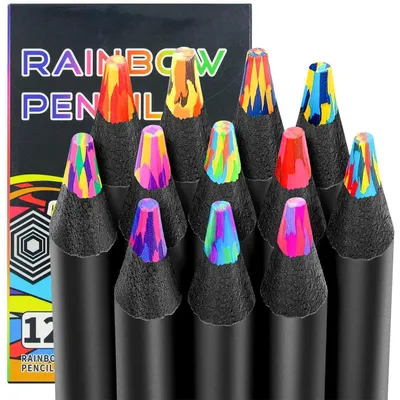 Produktbild von Regenbogenstifte Buntstifte 12 Stück Mehrfarbig Dicke Mine Kinder Malstifte Geschenk 4-12 Jahre
