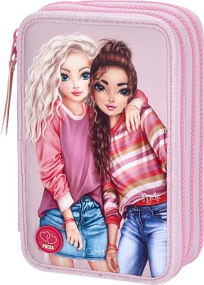 Produktbild von Depesche 11753 TOPModel Best Friends - Gefüllte 3-Fach Federtasche mit LED, Federmäppchen mit Buntstiften, Lineal, Schere uvm.