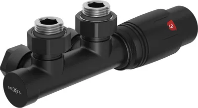 Produktbild von Mexen G00 Thermostat-Set, Eckform, Duplex, DN50, schwarz - W907-900-70