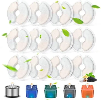 Image de Lot de 12 - Cartouches filtrantes universelles pour robinets (rondes avec trou) - Cartouches de rechange pour chats et chiens (taille universelle)