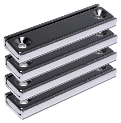 Produktbild von Neodym Magnet mit Bohrung Senkung - Extra Starke Topfmagnete 50mm x 13,5mm - 20 KG Zugkraft - Flachgreifer Quader mit M3 - Senkbohrung [4 Stück]