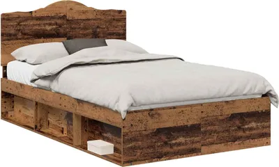 Produktbild von vidaXL Bettrahmen Altholz 135 x 190 cm Massives Kiefernholz