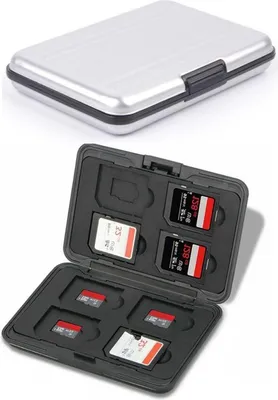 Image de GeeKam Boîte de protection pour carte mémoire en aluminium 8 compartiments SD TF MMC Micro SDHC Boîte de transport