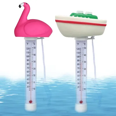 Imagen del producto de Termómetros flotantes para piscinas, paquete de 2 unidades, con cuerda de sujeción, aptos para piscinas interiores y exteriores