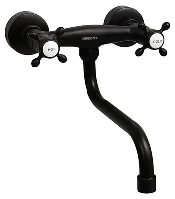 Wandarmatur Zweigriff 360° drehbar Schwarz Matt für Küche