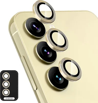 Immagine prodotto di Per Samsung Galaxy A14 / A34 Fotocamera ad anello in alluminio + H9 Pellicola di vetro dura Oro