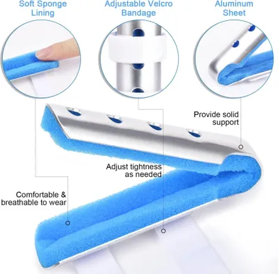 Produktbild von Fingerschiene für gebrochene Finger & Arthritis, 3 Stück, für Mittel- & Kleinfinger, Aluminium & weicher Schaumstoff, Maße: 9,4cm/8,1cm/5,6cm, verstellbarer Gürtel, mit Belüftungslöchern, atmungsaktiv & leicht, für Tag und Nacht