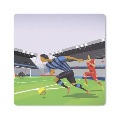 Produktbild von MuchoWow® Mauspad Mousepad Eine Illustration von Spielern, die in einem Stadion Fußball spielen - Junge - Mädchen - Kinder 30x30 cm - Mousepads - Maus Mat - Pad - Mausunterlage - Gaming