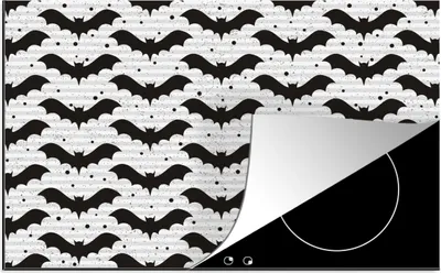 Produktbild von KitchenYeah© Herdabdeckplatte Fledermaus - Muster - Halloween , 81x52cm, Küche Deko, Glaskeramikkochfeld Herdabdeckung, Abdeckplatte fùr Kochfeld
