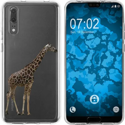 Produktbild von PhoneNatic Case kompatibel mit Huawei P20 Silikon-Hülle Vektor Tiere Giraffe M8